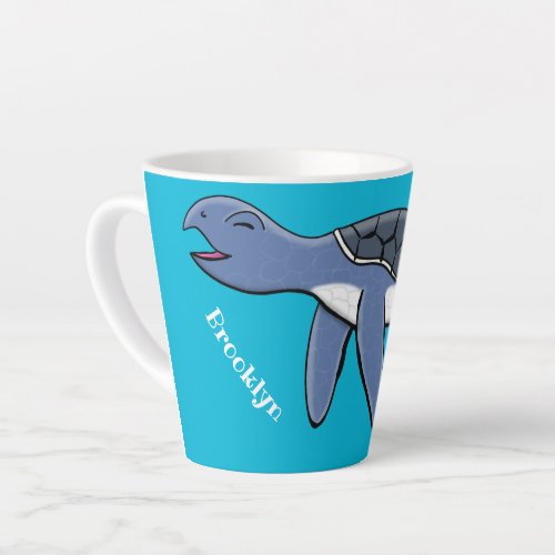 Cute baby sea turtle cartoon illustration latte mug