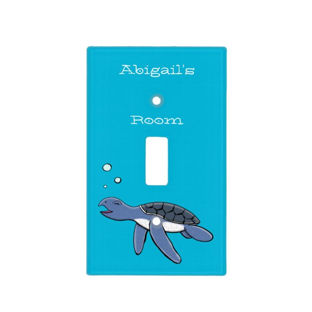 Cute baby sea turtle cartoon illustration  light switch cover (Front)