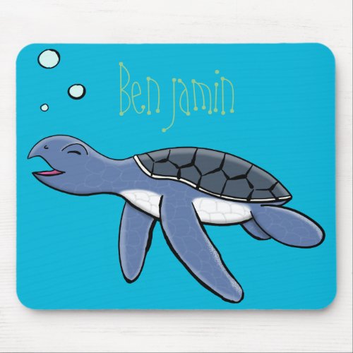 Cute baby sea turtle cartoon illustration mouse pad