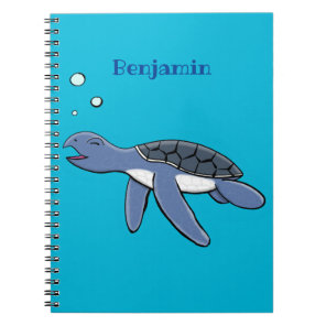 Cute baby sea turtle cartoon illustration notebook