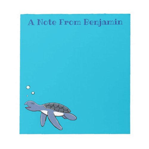 Cute baby sea turtle cartoon illustration notepad