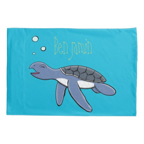 Cute baby sea turtle cartoon illustration pillow case