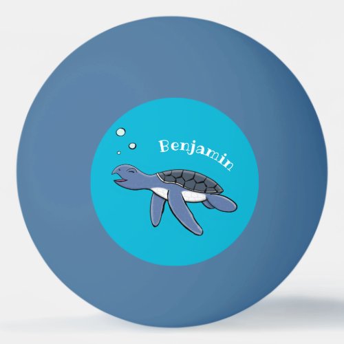 Cute baby sea turtle cartoon illustration ping pong ball