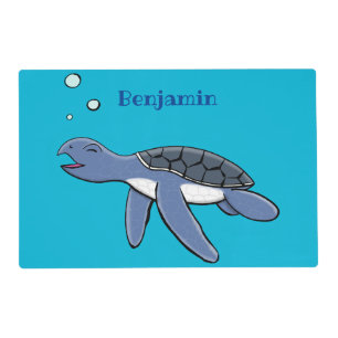 Cute baby sea turtle cartoon illustration placemat