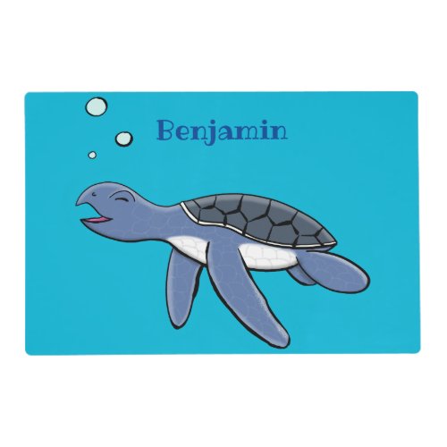 Cute baby sea turtle cartoon illustration placemat