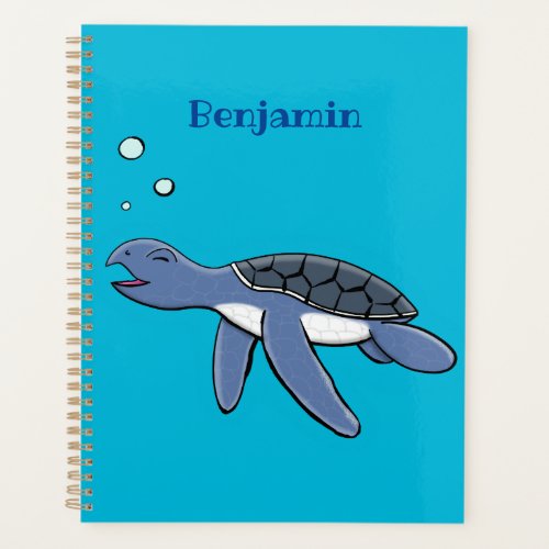 Cute baby sea turtle cartoon illustration planner