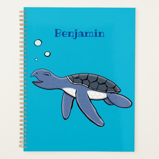 Cute baby sea turtle cartoon illustration planner (Front)