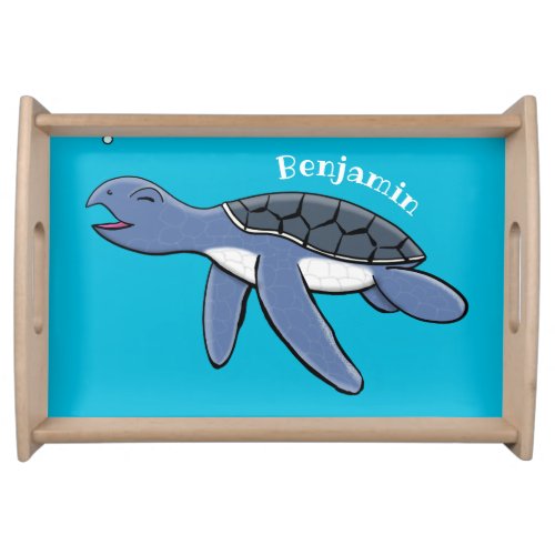 Cute baby sea turtle cartoon illustration serving tray