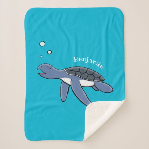 Cute baby sea turtle cartoon illustration  sherpa blanket