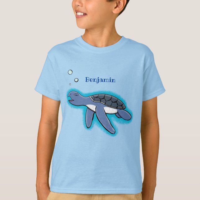 Cute baby sea turtle cartoon illustration T-Shirt (Front)
