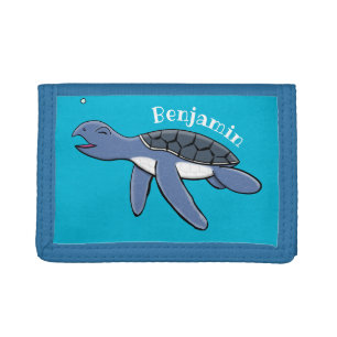 Cute baby sea turtle cartoon illustration tri-fold wallet