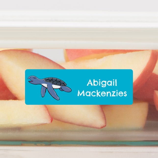 Cute baby sea turtle cartoon personalized labels (Affixed)