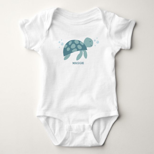 Cute Baby Sea Turtle Onsie T-Shirt Baby Bodysuit (Front)