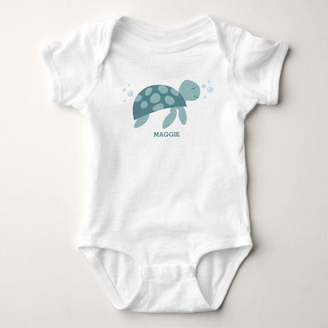 Cute Baby Sea Turtle Onsie T-Shirt Bodysuit (Front)