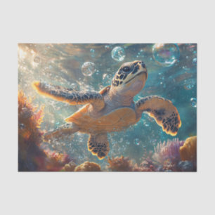 Cute Baby Sea Turtle with Bubbles Decoupage Tissue Paper