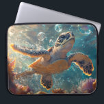Cute Baby Sea Turtle with Bubbles Laptop Sleeve<br><div class="desc">A charming design featuring a cute baby sea turtle swimming playfully amidst gentle bubbles in a tranquil ocean setting. The vibrant colors and whimsical details bring the underwater world to life,  adding a touch of marine-inspired fun and elegance to the design.</div>