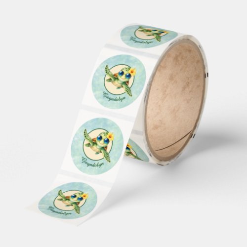 Cute Baby Sea Turtles with Tropical Flowers Classic Round Sticker