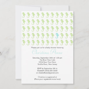 Cute Baby Seahorse Boy Baby Shower Invitations