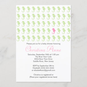Cute Baby Seahorse Girl Baby Shower Invitations