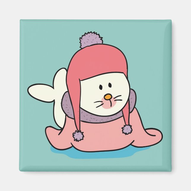 Cute Baby Seal Cartoon Magnet (Front)