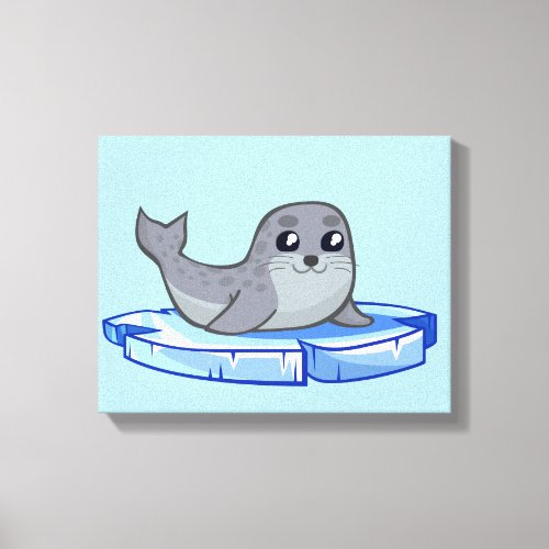 Cute baby seal cartoon nursery canvas print