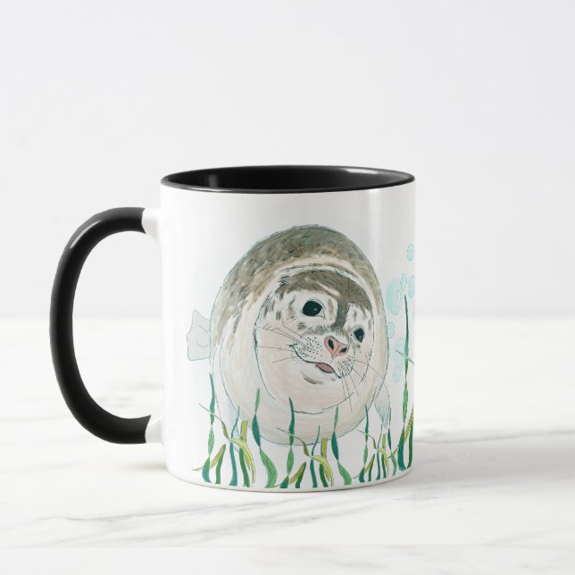 Cute baby seal color illustration Good Morning Mug (Left)