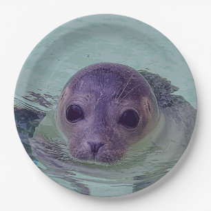 Cute Baby Seal Paper Plates