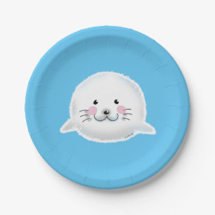 Cute Baby Seal Party Design Paper Plates