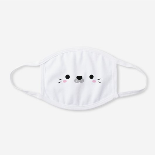 Cute Baby Seal Pup Face White Cotton Face Mask (Front)