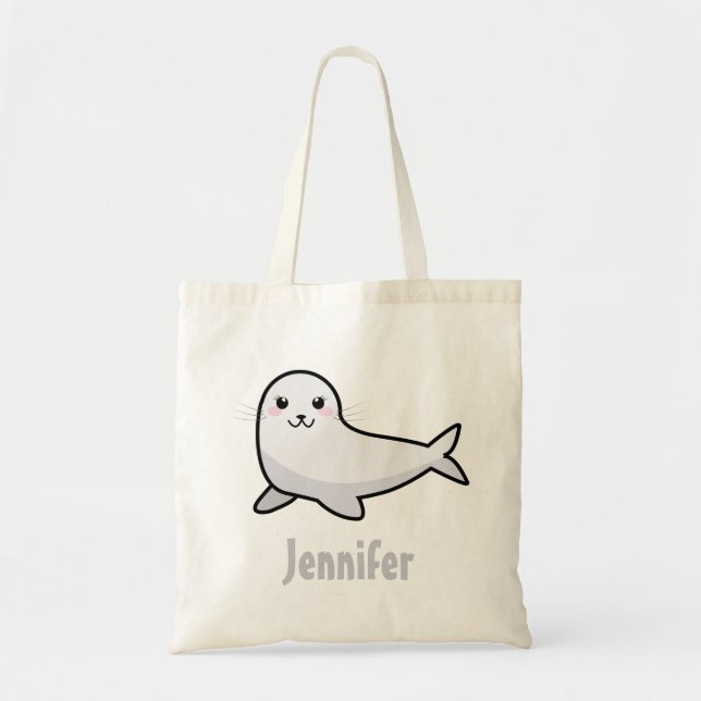 Cute baby seal tote bag (Front)