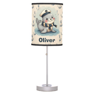 Cute Baby Seal with Sailor Hat and Scarf Table Lamp