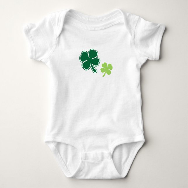 Cute Baby Shamrocks Design One-Piece Baby Bodysuit (Front)