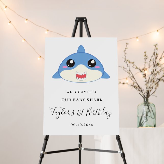 Cute Baby Shark Birthday Party  Foam Board (In Situ (Stand))