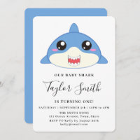 Cute Baby Shark Birthday Party Invitation