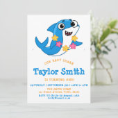 Cute Baby Shark Birthday Party Invitation (Standing Front)