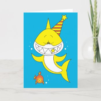 Cute Baby Shark Cartoon Card by HeeHeeCreations at Zazzle