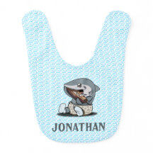 Cute Baby Shark Ocean Waves for Boys Baby Bib