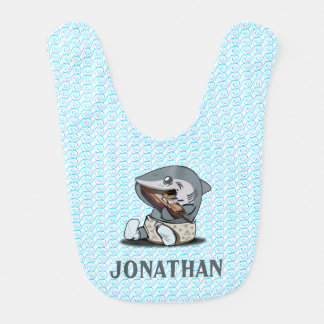 Cute Baby Shark Ocean Waves for Boys Baby Bib