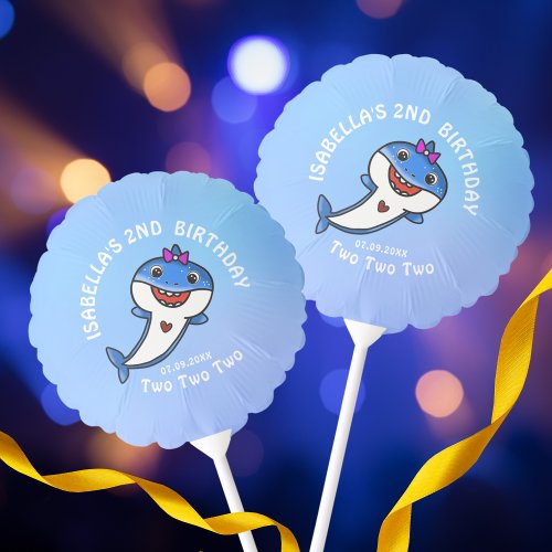Cute Baby Shark Two Two Two 2nd Birthday Party  Balloon