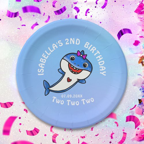Cute Baby Shark Two Two Two 2nd Birthday Party  Paper Plates