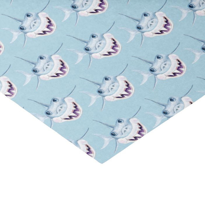 Cute Baby Shark Watercolor Painting Art Tissue Paper Zazzle Com