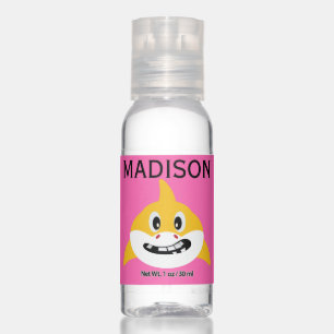 Cute Baby Shark Yellow and Pink Monogram Hand Sanitizer