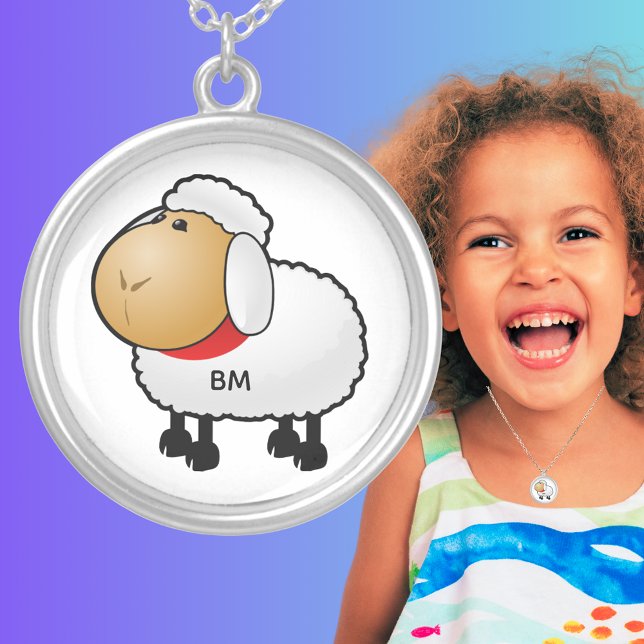 Cute Baby Sheep Cartoon Illustration Silver Plated Necklace (Cute Baby Sheep Cartoon Illustration Silver Plated Necklace)