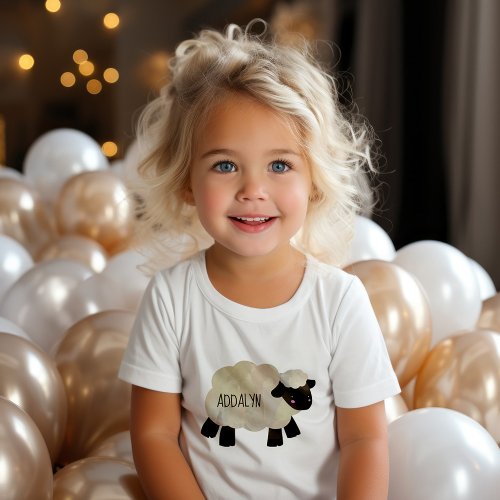 Cute Baby Sheep Lamb Infant Toddler Name Baby T_Shirt