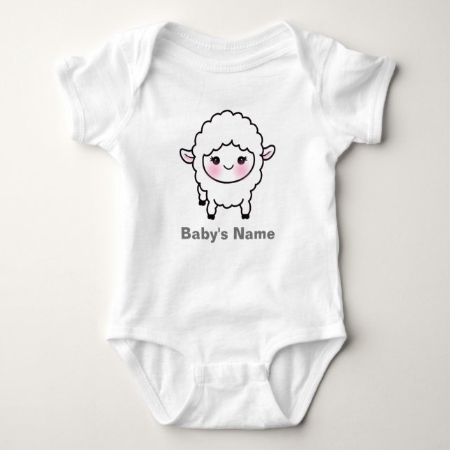 Cute Baby Sheep Lamb Personalized Baby Bodysuit (Front)