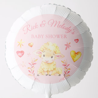Cute Baby Sheep / Lamb Yellow Pink and Red Balloon