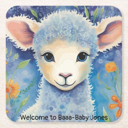 Cute Baby Sheep  Square Paper Coaster