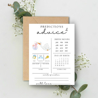 Cute Baby Shower Advice And Predictions Card