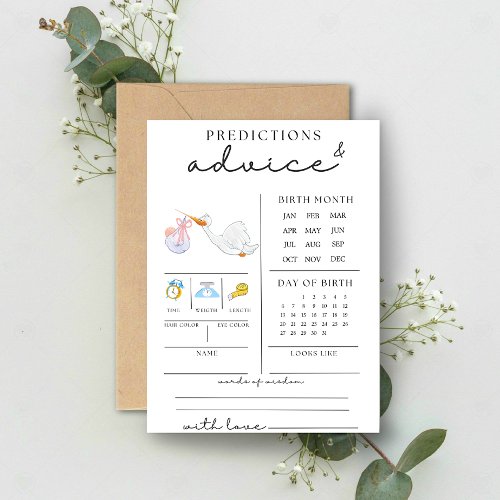 Cute Baby Shower Advice And Predictions Card