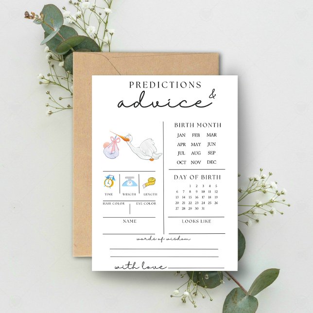 Cute Baby Shower Advice And Predictions Card (Creator Uploaded)
